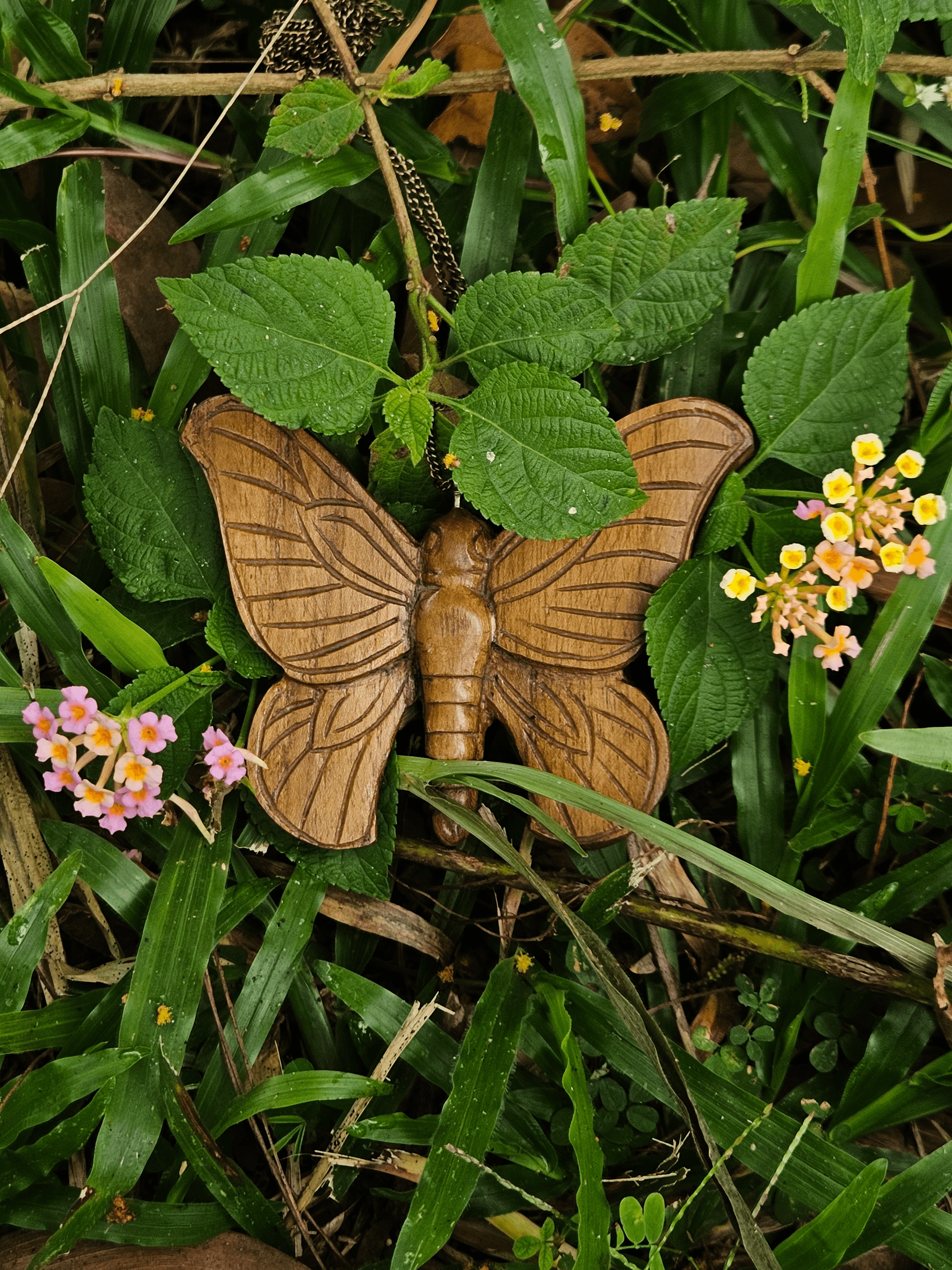 Hand-carved wooden butterfly